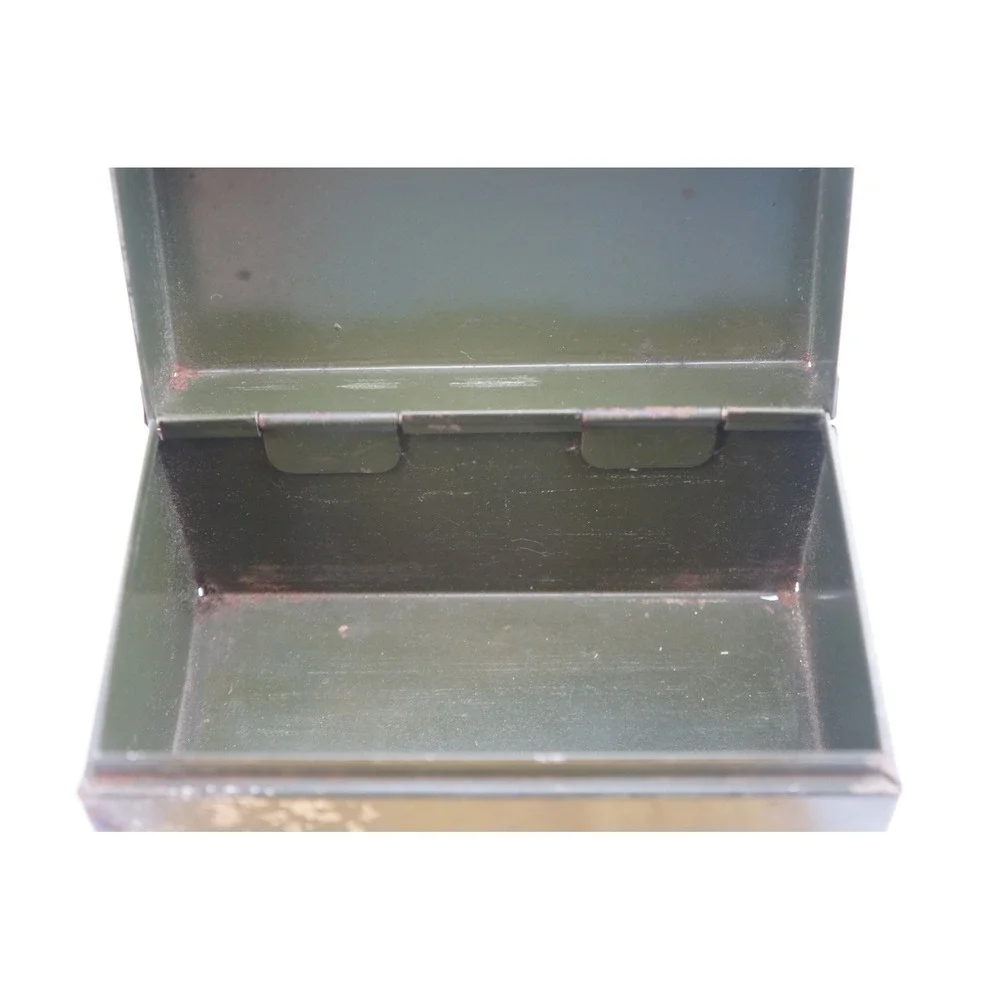 ASCO Card Case Index Box 5x3 Green Metal Vintage Industrial A-Z Dividers Fair